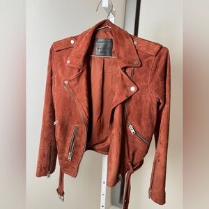 AllSaints Rust Suede Moto Jacket